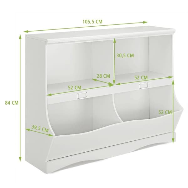 Oppbevaringshylle med beholdere lekehylle for barn 105,5 x 39,5 x 84 cm hvit