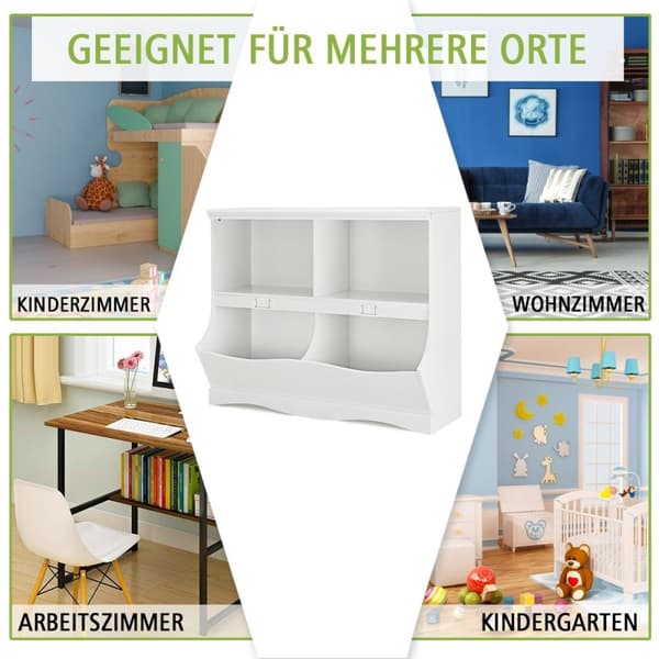 Oppbevaringshylle med beholdere lekehylle for barn 105,5 x 39,5 x 84 cm hvit