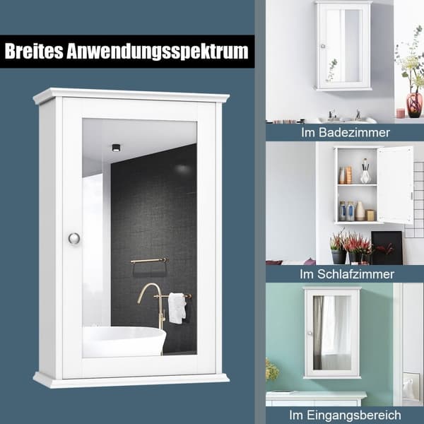 Spejl Badeværelsesskab Vægskab Opbevaringsskab med Enkelt 34 x 15 x 53 cm Hvid
