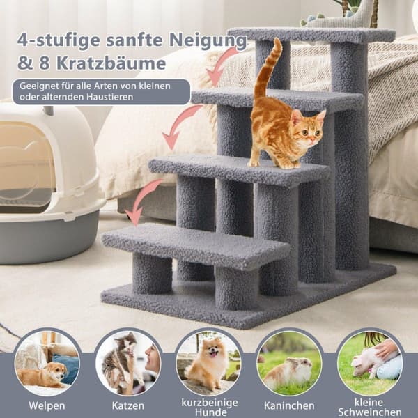 Dyretrapper klatretræ kattetrapper til katte op til 25 kg 61 x 41 x 60 cm grå