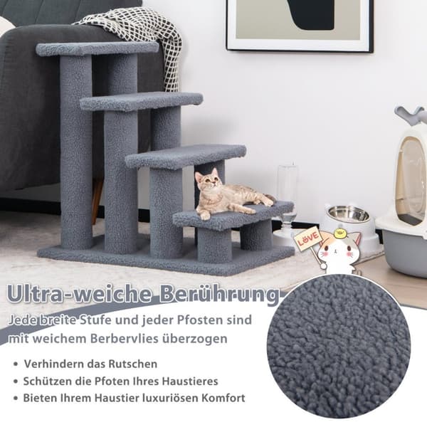 Dyretrapper klatretræ kattetrapper til katte op til 25 kg 61 x 41 x 60 cm grå