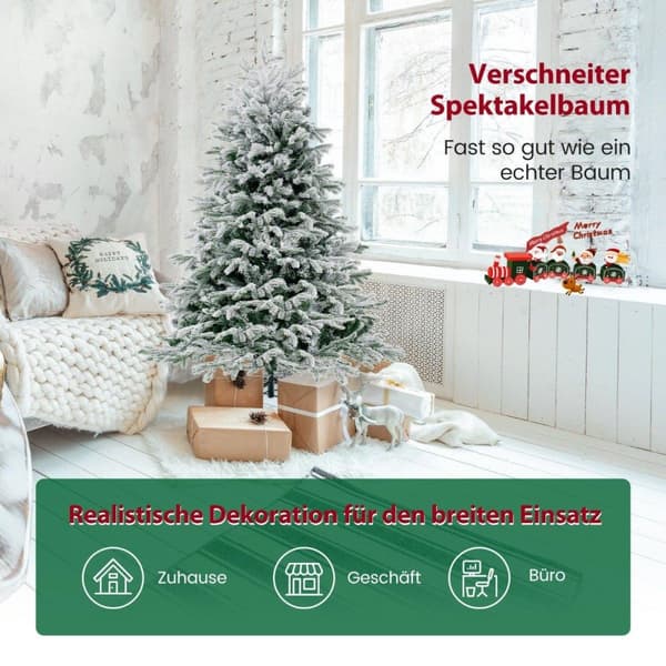 135cm kunstigt juletræ med sne & 688 blandede grenspids juletræ
