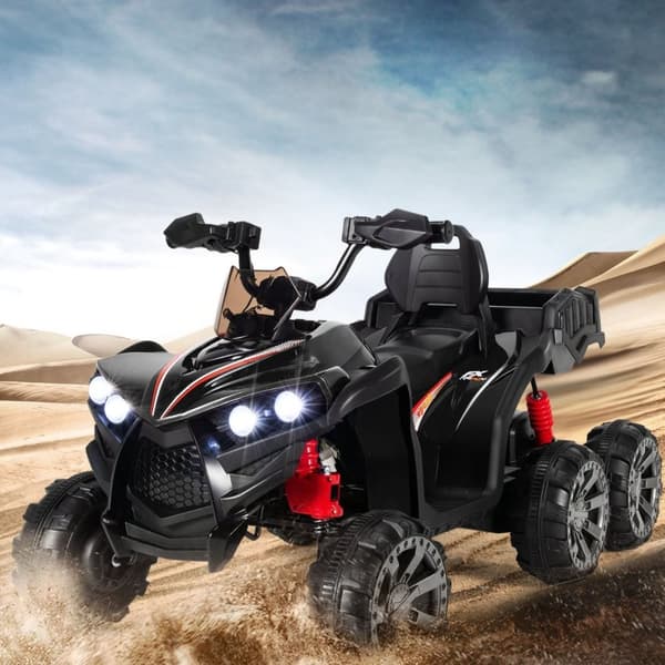 12V el-quad til børn med opbevaringsplads og LED-lys mini el-quad 3-6 km/t sort