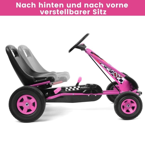 Pedal gokart pedalmanövrerad åkande bil barnbil pedalfordon 98 x 59 x 61cm rosa