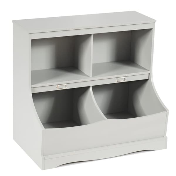 Lasten hylly 4 lokeroa, leluhylly, lasten kirjahylly, 67 x 40 x 62 cm, harmaa