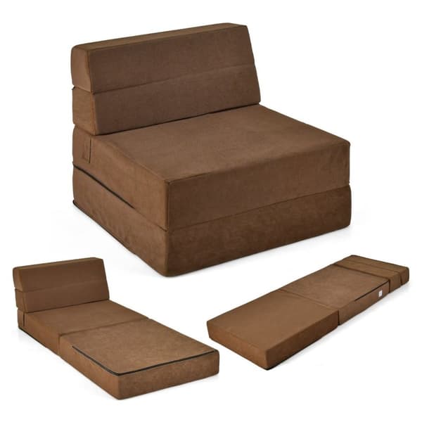 3 i 1 sammenleggbar sovesofa med vaskbart trekk ekstra tykt skum (15 cm) brun