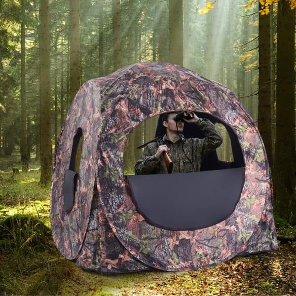 Jakttält pop-up design med 360° sikt & bärväska & spännband för 2 personer