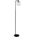 Miniatyrbilde 2 av 5: 168 cm moderne gulvlampe med fotbryter og E27 pæresokkel og svart glass lampeskjerm
