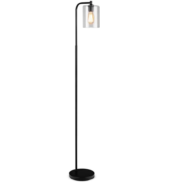 168 cm moderne gulvlampe med fotbryter og E27 pæresokkel og svart glass lampeskjerm