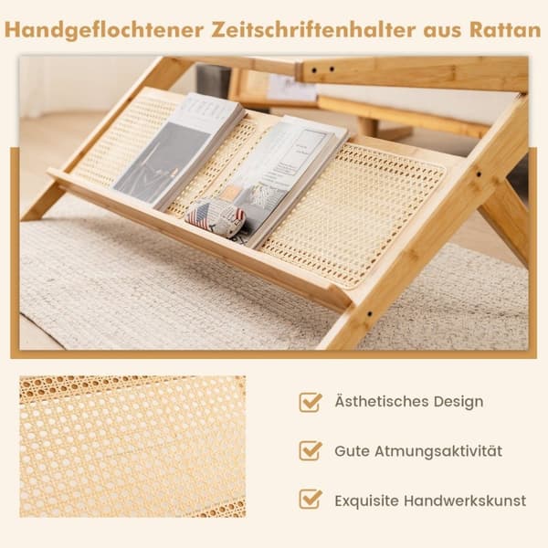 Bambu soffbord 120 cm 2-vånings rektangulärt soffbord naturligt