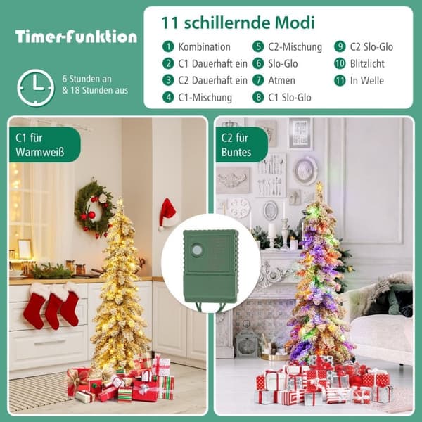 120 cm højt kunstigt juletræ med 225 PVC-grenspidser 100 LED-lys