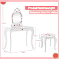 Miniatyrbilde 3 av 5: Princess sminkebordsett 2-i-1 sminkebord for barn med avtagbart speil hvit
