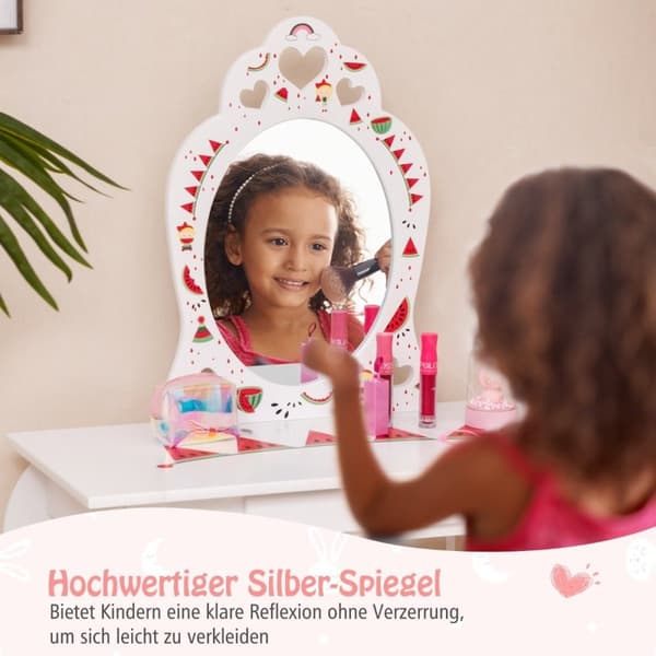 Princess sminkebordsett 2-i-1 sminkebord for barn med avtagbart speil hvit