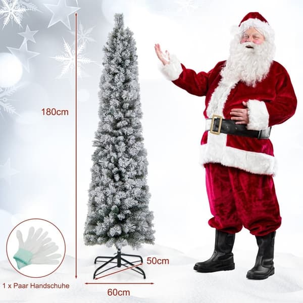 180 cm juletræ Snedækket juletræ med 150 varme hvide lys
