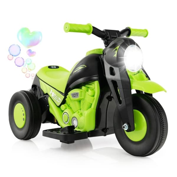 Børnemotorcykel med boblemaskine & musik & LED forlygte børnemotorcykel grøn