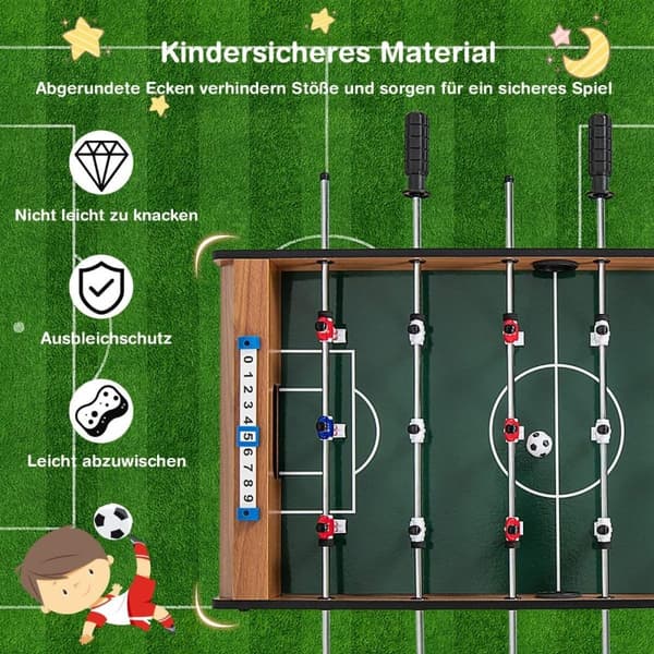Fotballbord i romstørrelse Plassbesparende fotballbord med robust håndtak 69 x 36 x 24 cm naturlig