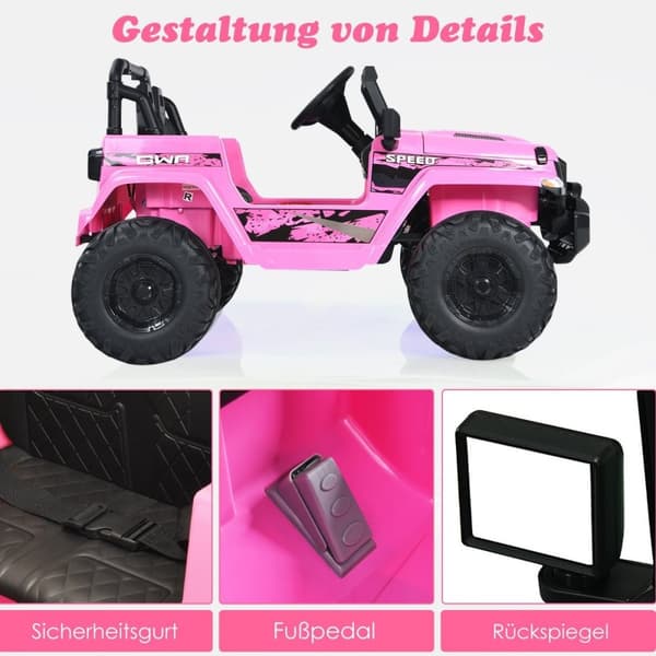 Børnelastbil batteridrevet elektrisk køretøj med 2 sæder 114 x 78 x 67 cm pink