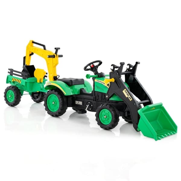 3-i-1 barns åkande grävmaskin bulldozer med 6 hjul 178 x 42 x 60 cm Grön