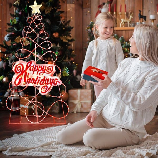 170 cm LED-juletre med fargeskiftende lys & 6 lysmoduser & bokstaver & stjerne