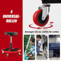 Miniatyrbillede 3 af 5: Rullende værkstedssæde med hylde & 4 universalhjul, 150 kg bæreevne, højdejusterbar rød + sort