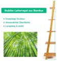 Miniatyrbilde 5 av 5: 5-lags stigehylle laget av bambus smal bokhylle Stående hylle 43 x 35 x 165 cm Naturlig