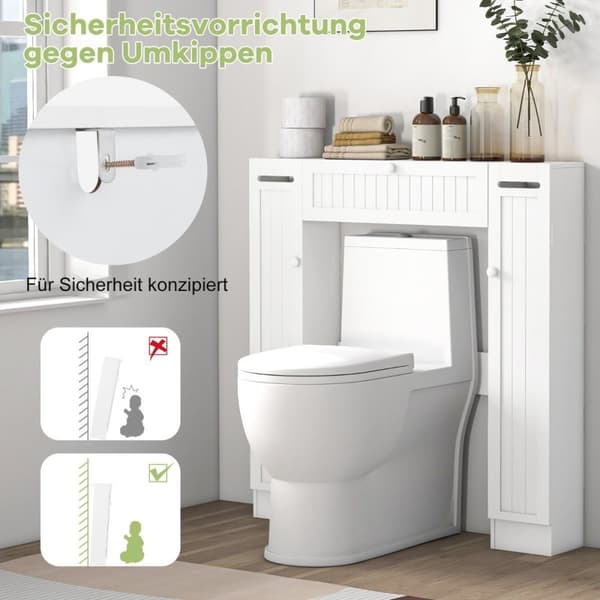 WC-kaappi wc-paperitelineellä kylpyhuoneen yläpuolella oleva wc-teline valkoinen