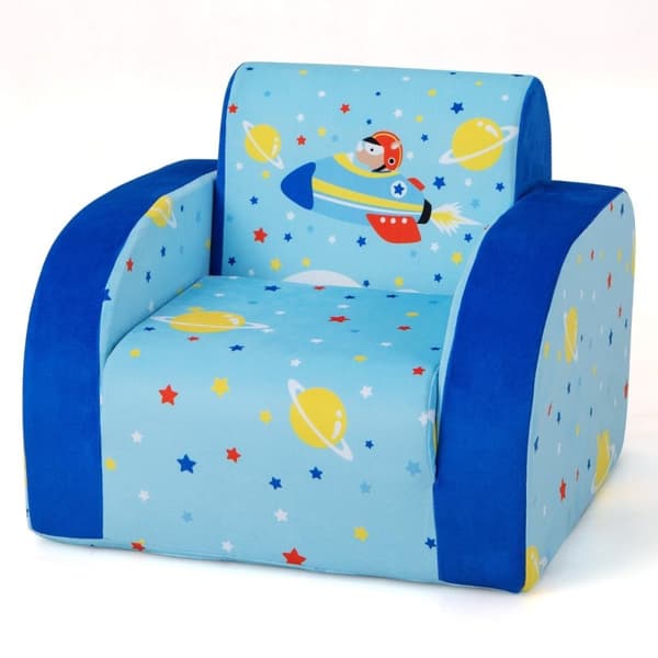 Mysig 3-i-1 konvertibel barnfåtölj hopfällbar barnsoffa 92 x 47 x 29 cm blå