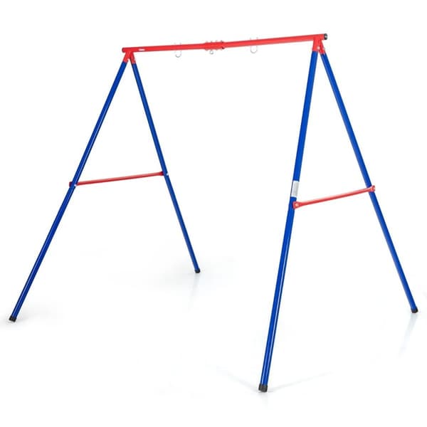 Robust metal gyngestativ A-ramme havegyngestativ 194 x 184 x 180 cm rød + blå