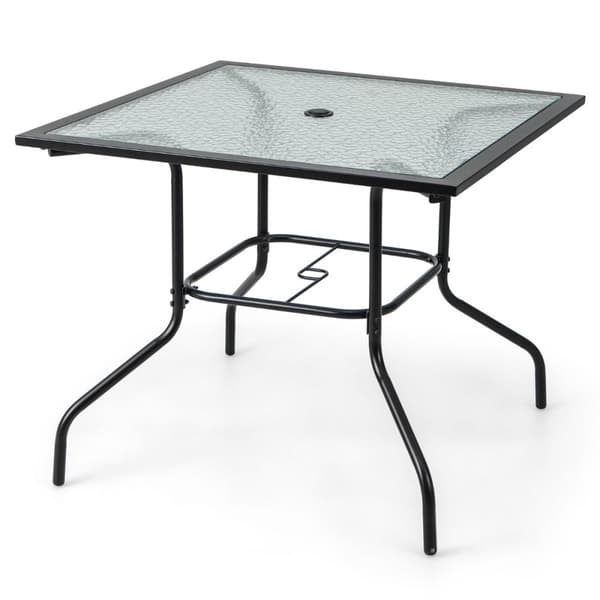 89 cm langt & bredt terrassebord med 38 mm paraplyhul & sort bordplade