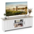 Miniatyrbilde 1 av 5: TV-stativ med 2 dører og 2 skap og åpne hyller TV-stativ for TV-er opptil 65" lysegrå
