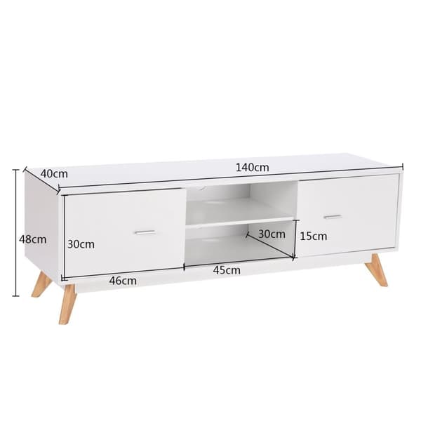 TV-stativ for 60-tommers TV-er Moderne TV-konsollbord med oppbevaring Føtter i massivt tre hvite