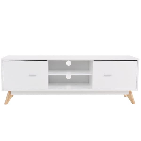 TV-stativ for 60-tommers TV-er Moderne TV-konsollbord med oppbevaring Føtter i massivt tre hvite