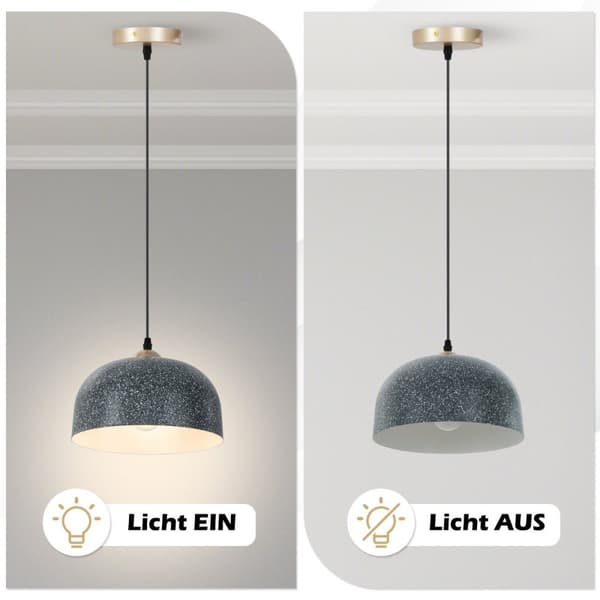 Taklampe med justerbar hengekabel & E27 bunnpendellampe grå hengelampe