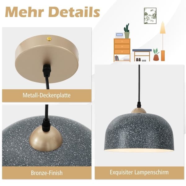 Taklampe med justerbar hengekabel & E27 bunnpendellampe grå hengelampe