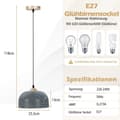 Miniatyrbilde 2 av 5: Taklampe med justerbar hengekabel & E27 bunnpendellampe grå hengelampe