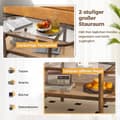 Miniatyrbillede 5 af 5: Sofabord sidebord med glasbordplade & rattanhylde 102 x 56 x 47 cm brun