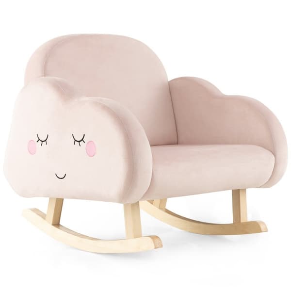 Lasten nojatuoli massiivipuujaloilla Pehmustettu Lasten sohva Keinutuoli Pink Clouds