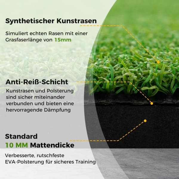 3 in 1 golf-iskumatto tekonurmella 2 golf-tiitaa 2 kohdistustankoa ja 6 esiporattua t-reikää 60" x 47"