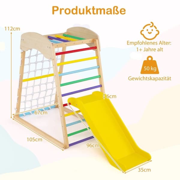 6 i 1 Pull Up Bar & Rutschebane & Klatreklipper & Klatrenet & Stige & Tunnel Klatrestativ Farverigt