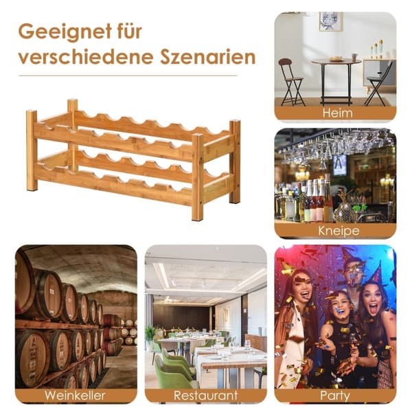 2 etagers vinreol lavet af bambus flaskereol vinreol 62 x 24 x 25 cm naturlig