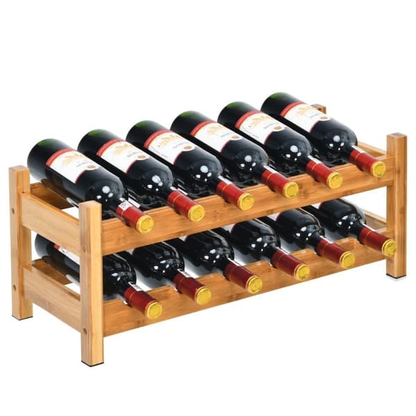 2 etagers vinreol lavet af bambus flaskereol vinreol 62 x 24 x 25 cm naturlig