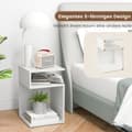 Miniatyrbillede 5 af 5: S-formet sidebord med 2 åbne rum moderne sengebord 33 x 33 x 50 cm hvid