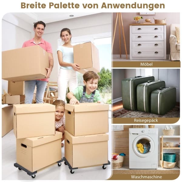 Transportvogn med 4 universalhjul og 450 kg lastekapasitet robust plattformvogn
