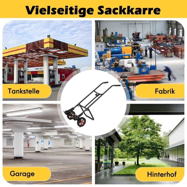 Håndtruck for tønnetransport med 2 gummihjul & klokkekrok med fjær sort