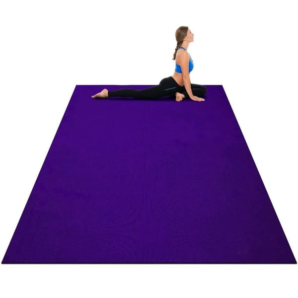 Yogamatte med dobbeltsidig sklisikker design og 2 justerbare borrelåsremmer lilla