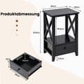 Miniatyrbillede 2 af 5: 2 plan sengebord med skuffe sidebord træ 40 x 30 x 61,5 cm sort