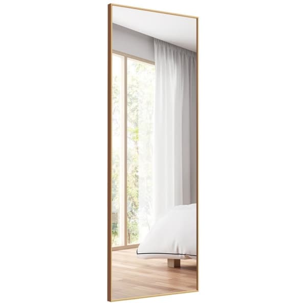 56 x 150 cm HD fuldlængde spejl til hængende eller hældende vægspejl guld