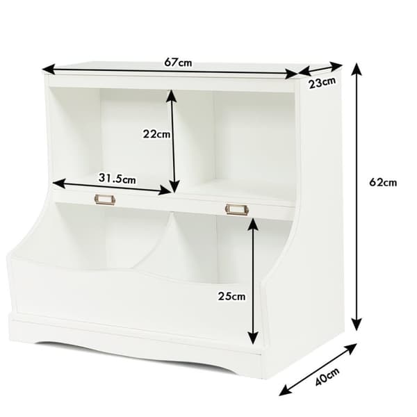 Lasten hylly 4 lokeroa, leluhylly, lasten kirjahylly, 67 x 40 x 62 cm, valkoinen