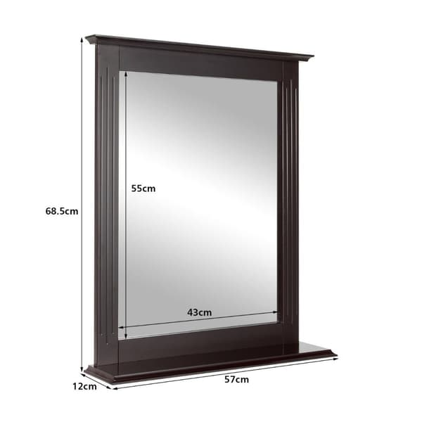 Baderomsspeil med hylle Rektangulært baderomsspeil Veggspeil 68,5 x 57 x 12 cm Brun