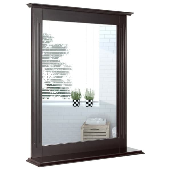 Baderomsspeil med hylle Rektangulært baderomsspeil Veggspeil 68,5 x 57 x 12 cm Brun